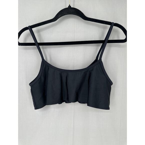 Beach Riot Swim Top Womens Small Black Star Rhinestone Ruffle Beach - Picture 3 of 6